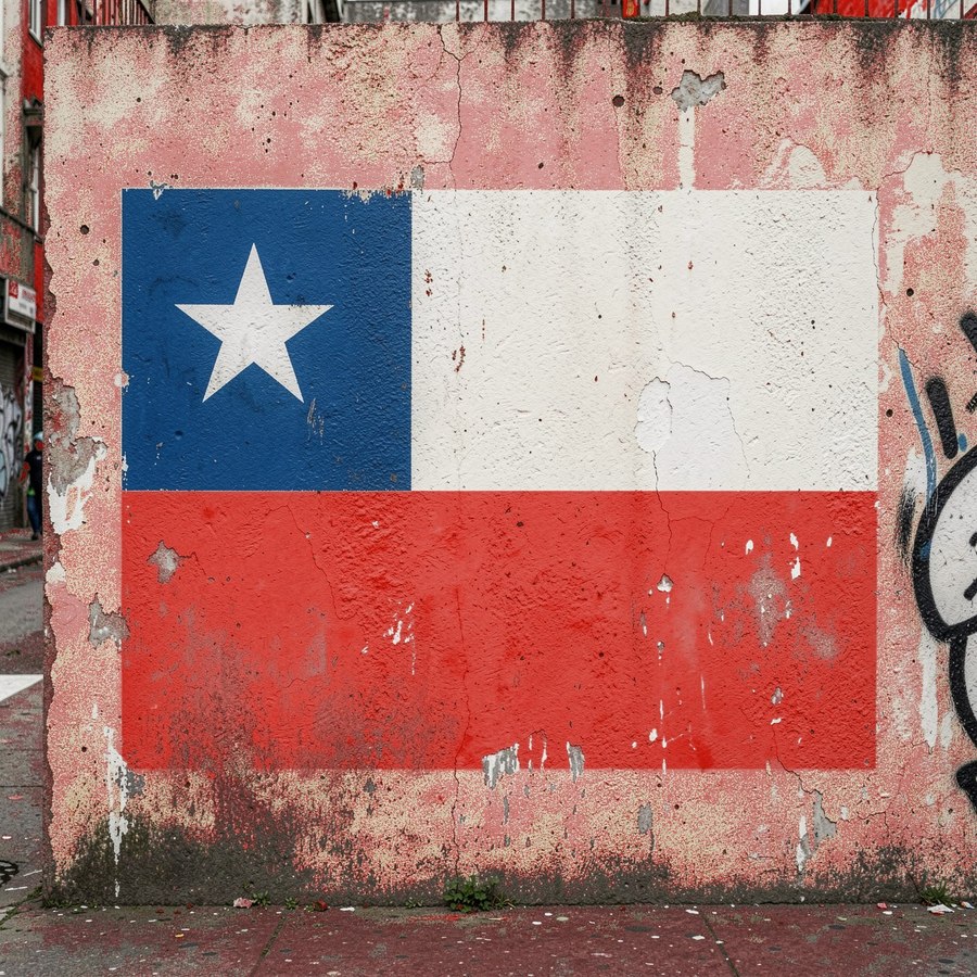 Bandera de Chile pintada en un muro