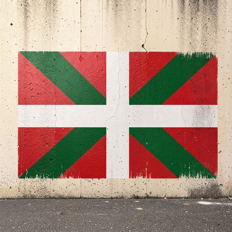 Bandera de Euskadi pintada en un muro